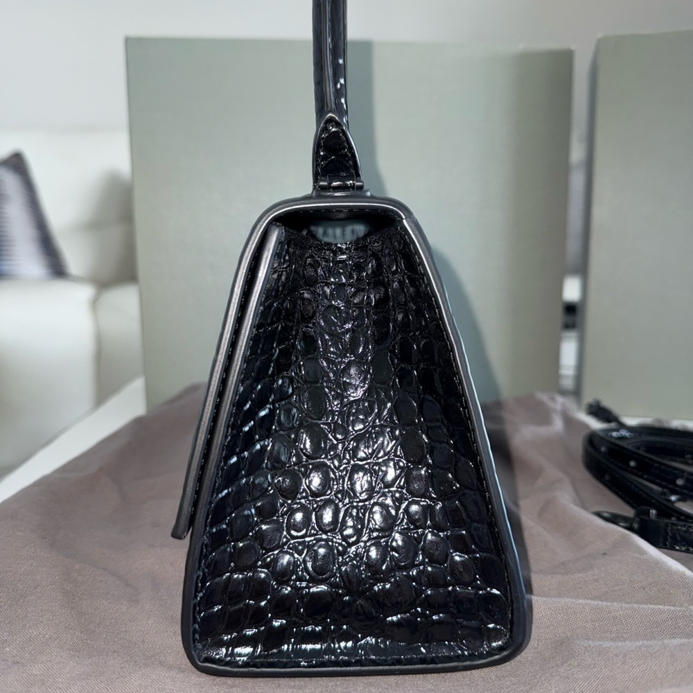Balenciaga Black Croc-Embossed Handbag - Picture 2 of 8